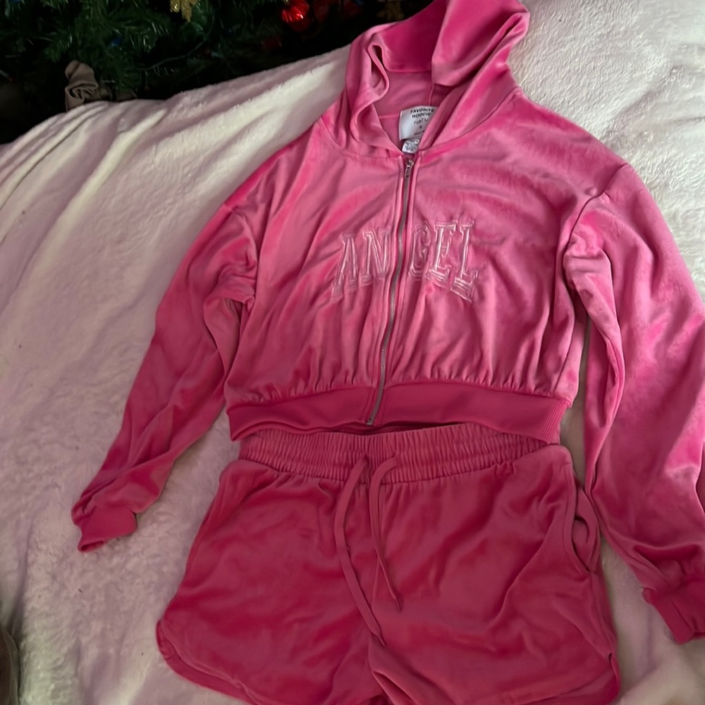 Pink angel velour 2 peace set
